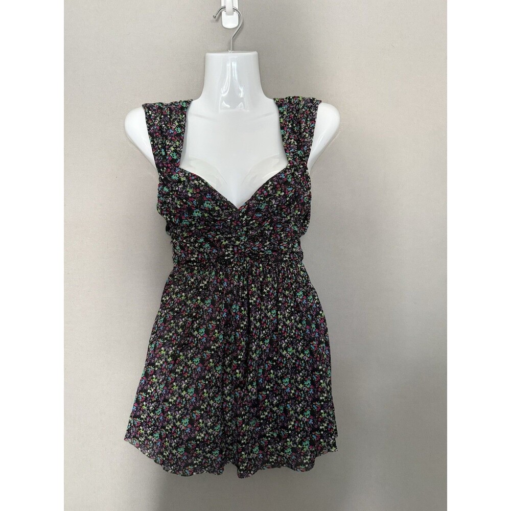 EXPRESS Babydoll Tank Medium Women's Sleeveless Black Floral Summer Top Fall